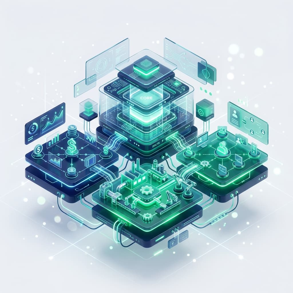 ERPNext Implementation 3D Cinematic Illustration